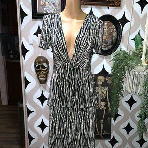 Vintage Black Tiered Blue and White Dot dress